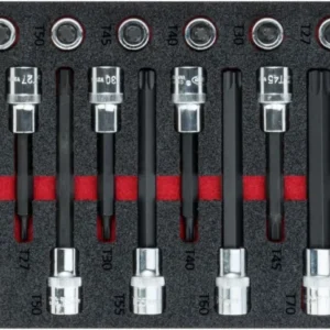 Set di punte per cacciavite VIGOR TORX cavo quadrato 125 mm (1/2 pollice) profilo TORX interno T20 - T70 numero di utensil...