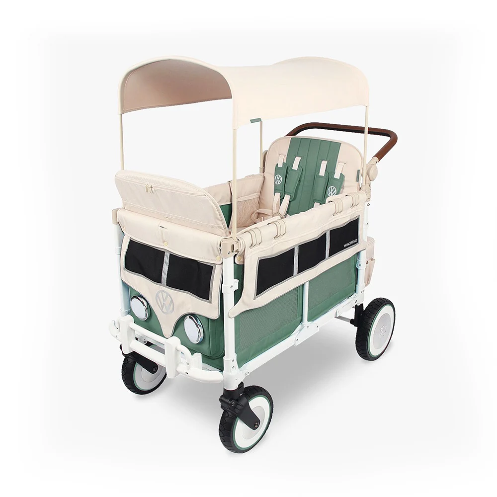 WonderFold VW Edition Quad Stroller Sage Green Facile Montaggio