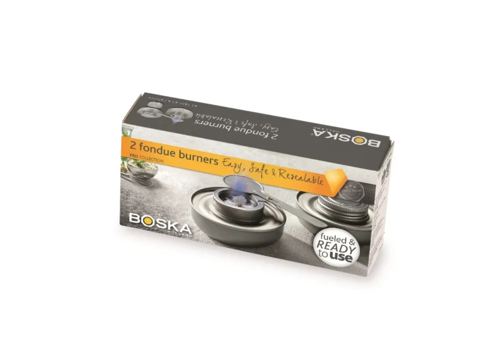 Bruciatore per fonduta sicuro acciaio inossidabile argento, set da 2, 182x90x49mm