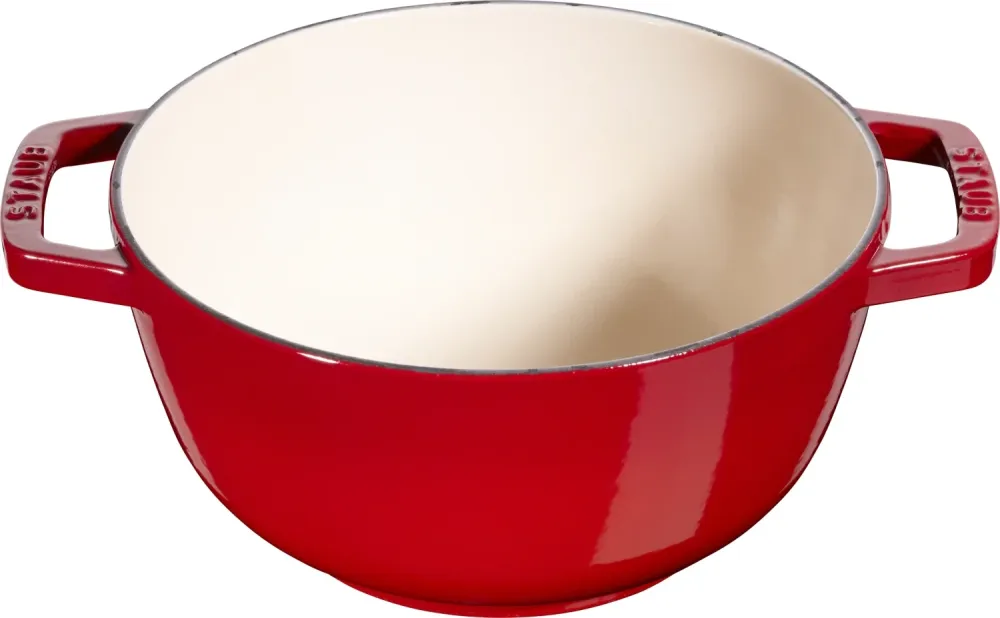 Set fonduta rosso ciliegia con 2 manici, rotondo. 20 cm