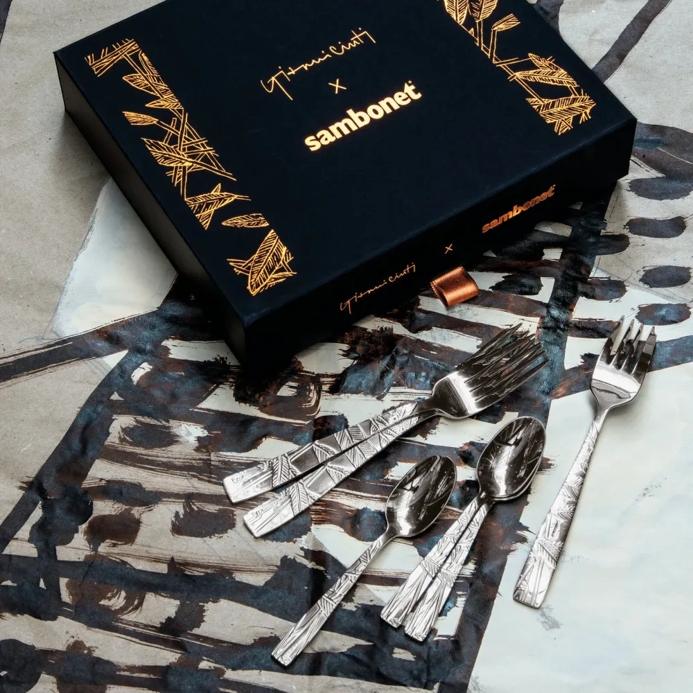 SAMBONET Jungle Posate Forchette Dolce Dessert Set 6 Pezzi Acciaio Inox