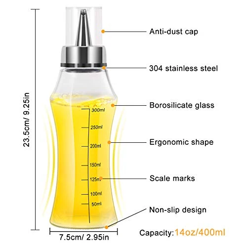 Gifort Bottiglia di Olio 400ML, Aceto Dosatore con...