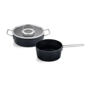 Ⓜ️🔵🔵🔵 Fissler Set Pentole - Set 2 pezzi, Serie Adamant, Nero (esterna/interna), Manici aciiaio inox, Coperchio vetro, Fond...