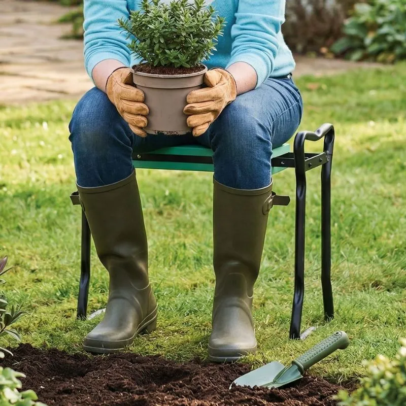 Sgabello da giardino e cuscino per le ginocchia - Pieghevole