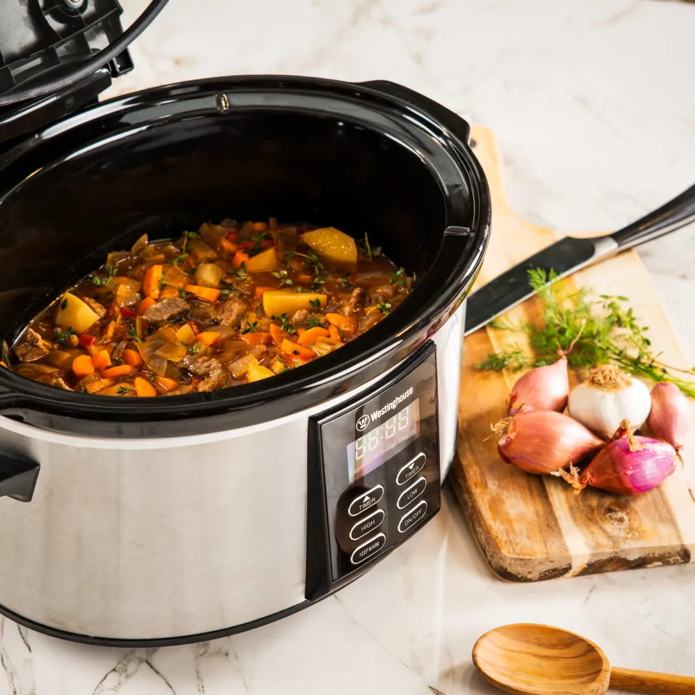 Westinghouse Slow Cooker con ciotola ceramica rimovibile da 6 litri - acciaio inox