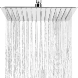 Soffione Doccia Bagno Acciaio Inox Ultra Slim Lucido Cromato 10Cm-Quadrato