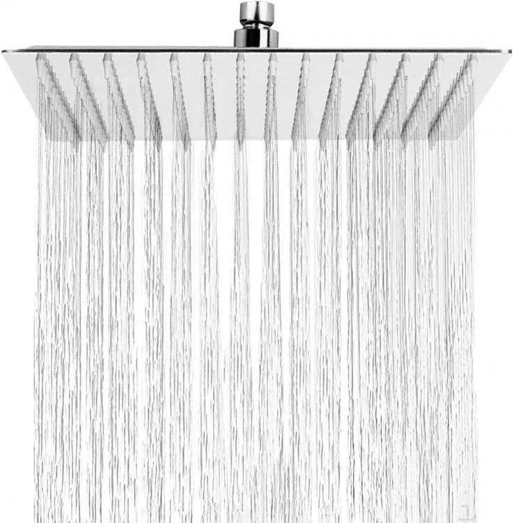 Soffione Doccia Bagno Acciaio Inox Ultra Slim Lucido Cromato 10Cm-Quadrato