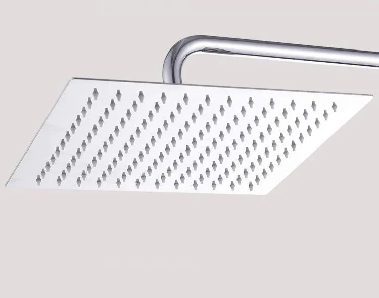 Soffione Doccia Bagno Acciaio Inox Ultra Slim Lucido Cromato 10Cm-Quadrato