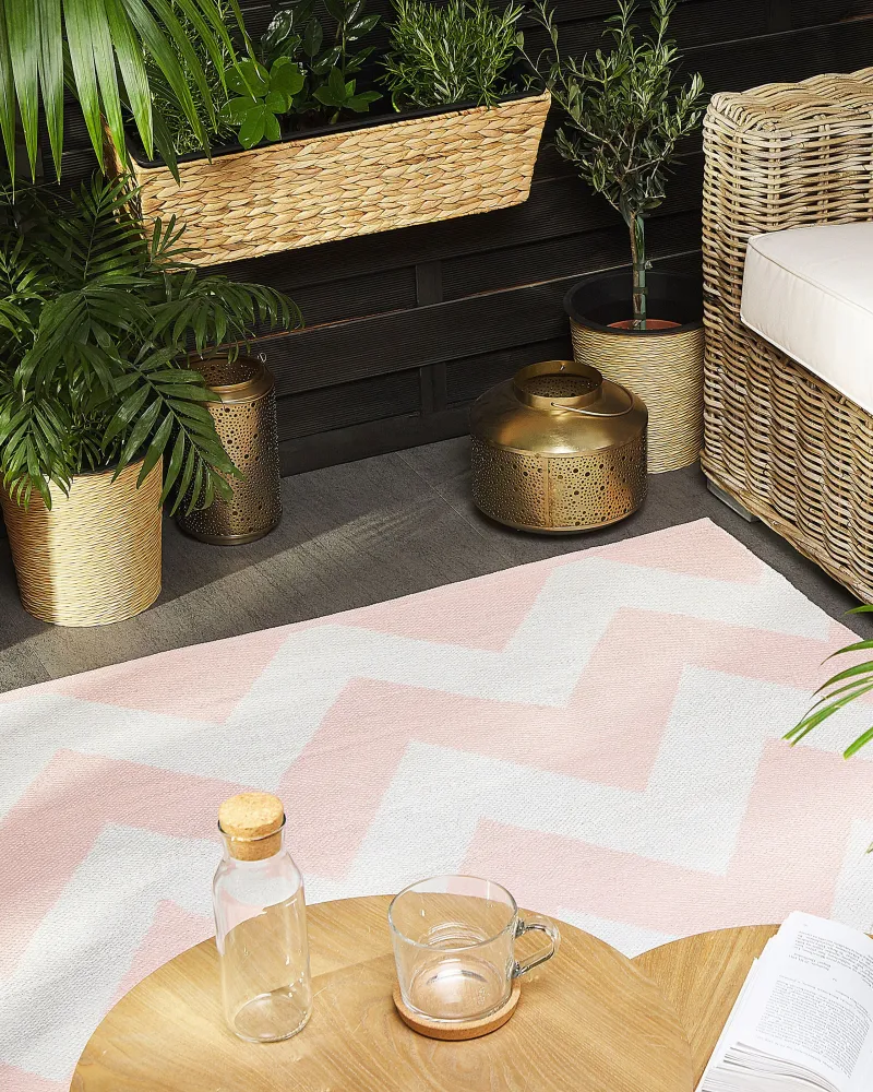 Artigianale Alluminio Tappeto da esterno rosa rettangolare 160x230cm KONARLI