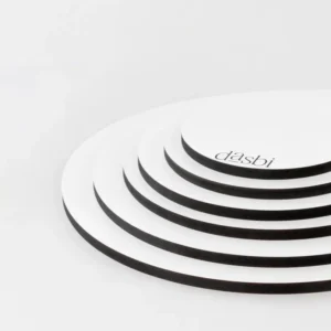 Cake board rotondo bianco da 9mm con bordo nero 25cm