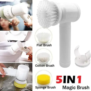 Magic brush 5 1 spazzola elettrica rotante per pulizia con 3 testine di pulizia sostituibili, spin scrubber