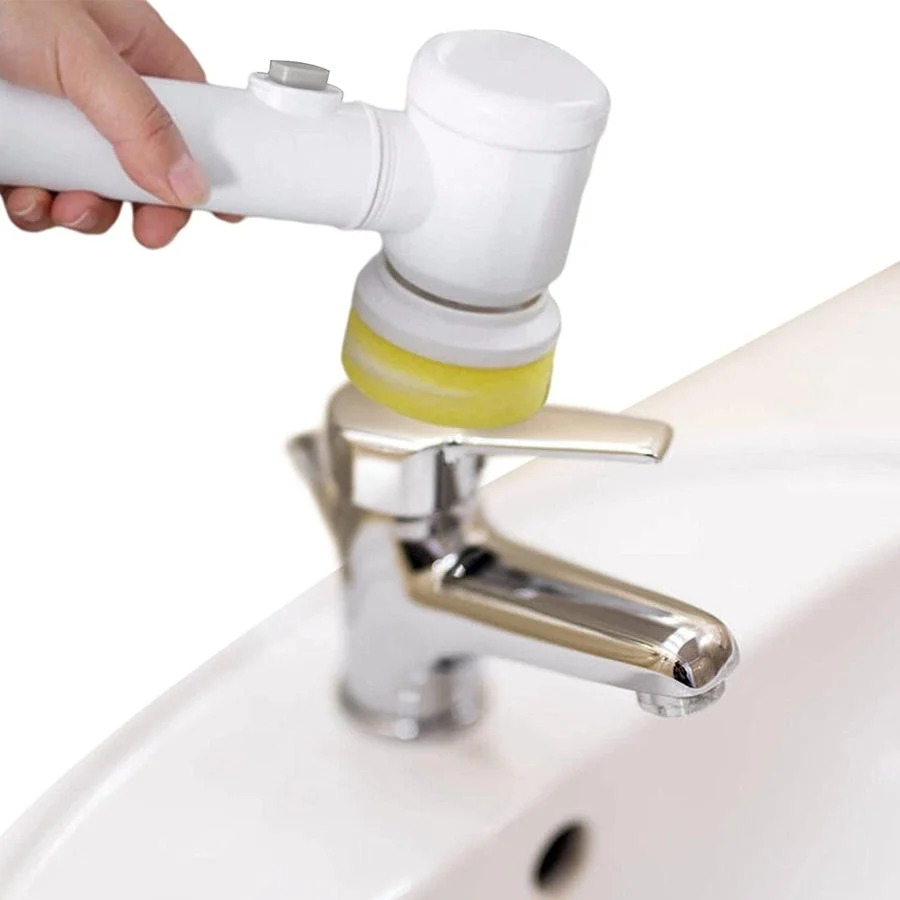 Magic brush 5 1 spazzola elettrica rotante per pulizia con 3 testine di pulizia sostituibili, spin scrubber
