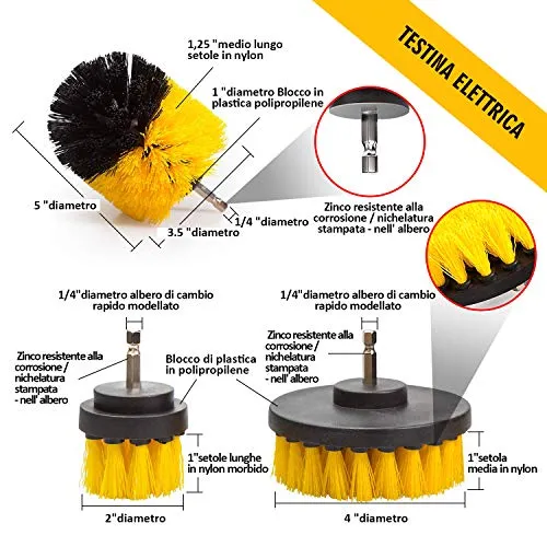 6 Pezzi Spazzola per Trapano Set di Pulizia Tutti Gli Usi Kit Perfetto...