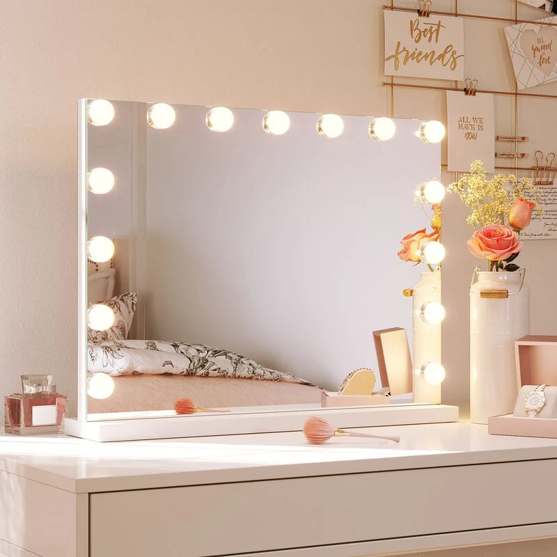 SONNI Specchio Trucco con luci tricolore regolabile 58x45.5x12 cm