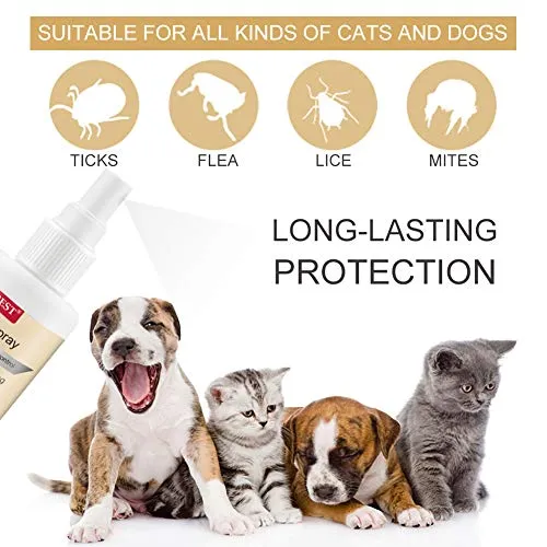 CBROSEY Spray Pulci,Antipulci Cani e Gatti,Flea Spray,Spray per la...