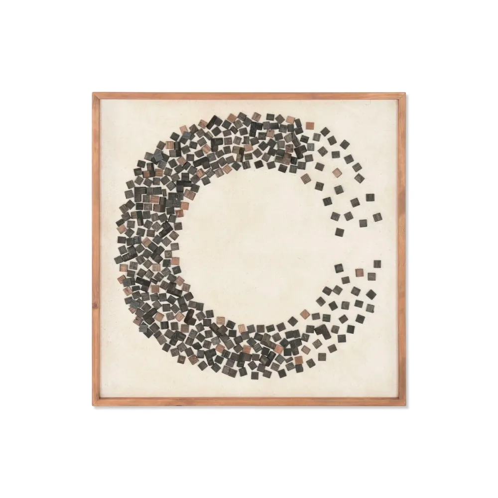 Tappeto per Ingresso Quadro Home ESPRIT Bianco Nero Cerchi Orientale 82,5 X 4 X 82,5 CM
