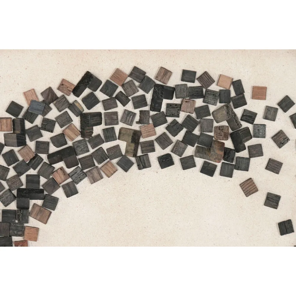 Tappeto per Ingresso Quadro Home ESPRIT Bianco Nero Cerchi Orientale 82,5 X 4 X 82,5 CM