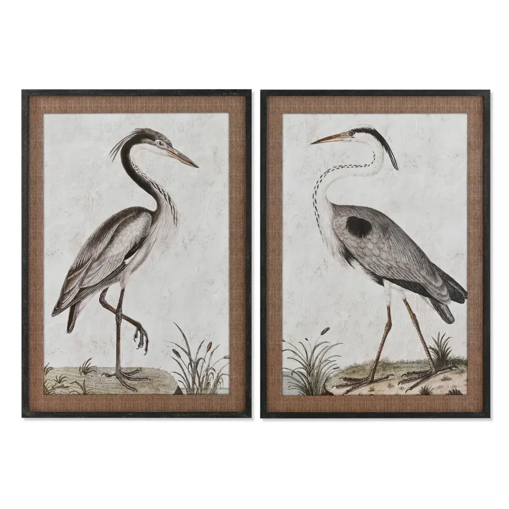 Tappeto per Ingresso Quadro Home ESPRIT Uccello Orientale 70 x 4 x 100 cm (2 Unità)
