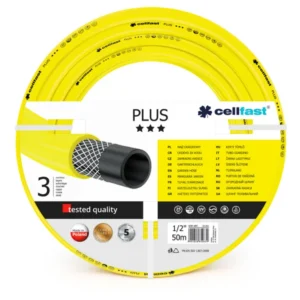 Cellfast 10-201 PLUS Garden Hose Pipe 1/2" 50m 3 Layers UV-Resistant Solido 25 Bar Algae Resistant con Spugne Filtranti In...