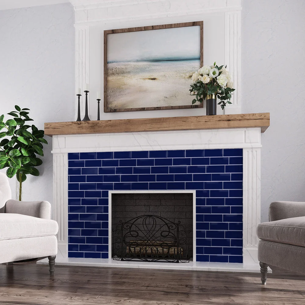 Zerbino Spazzolato Dark Blue Subway Peel and Stick Backsplash Tile