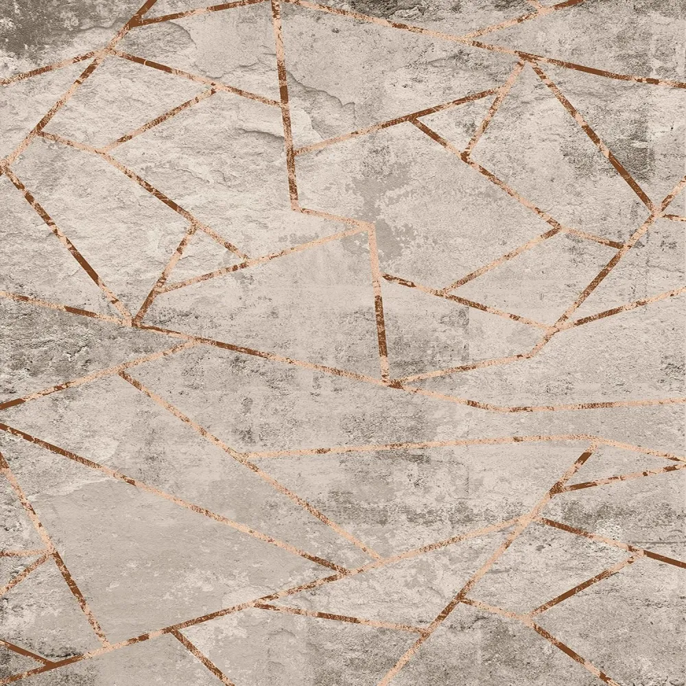Tappeto Ken 160x230cm Sabbia effetto cemento e linee geometriche astratte Oro