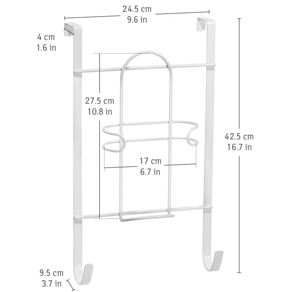 art moon Flint - Supporto per Ferro e Asse da Stiro da Attaccare Sopra la Porta Acciaio Rivestito Vinile 24.5X9.5X42.5 cm