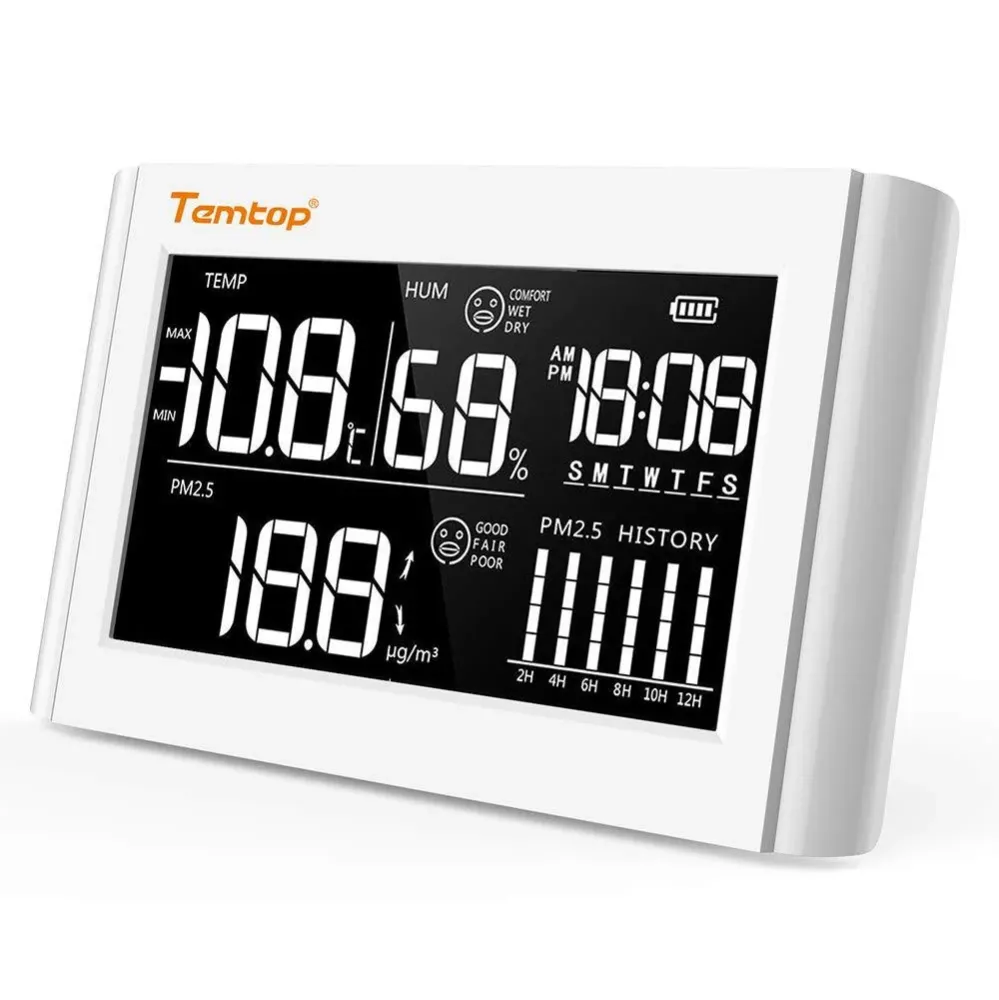 Temtop P20 PM2.5 Monitor di qualità dell'aria Rilevatore di sensori di particelle laser professionale Display di umidità d...