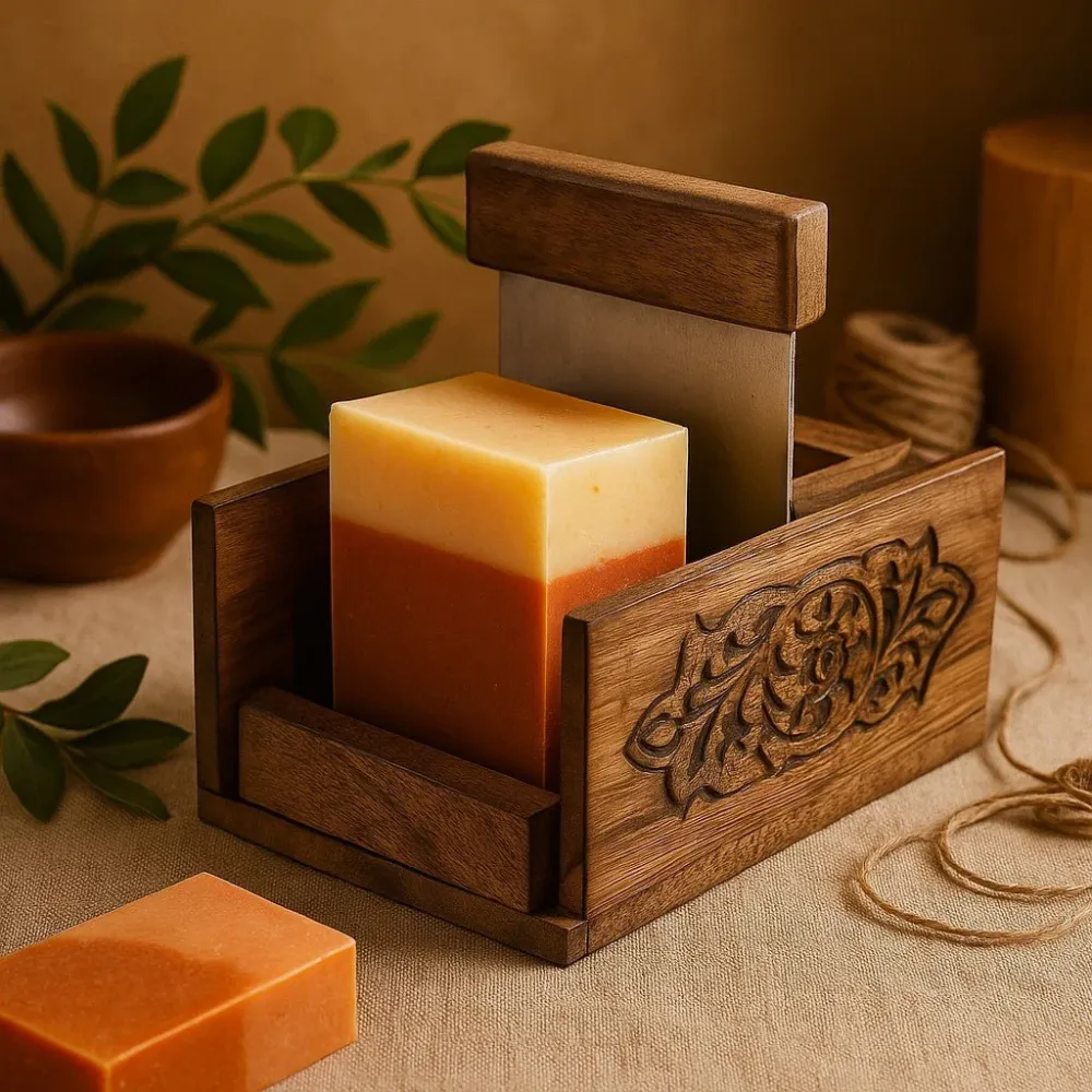 Tagliapane di sapone legno di mango intagliato