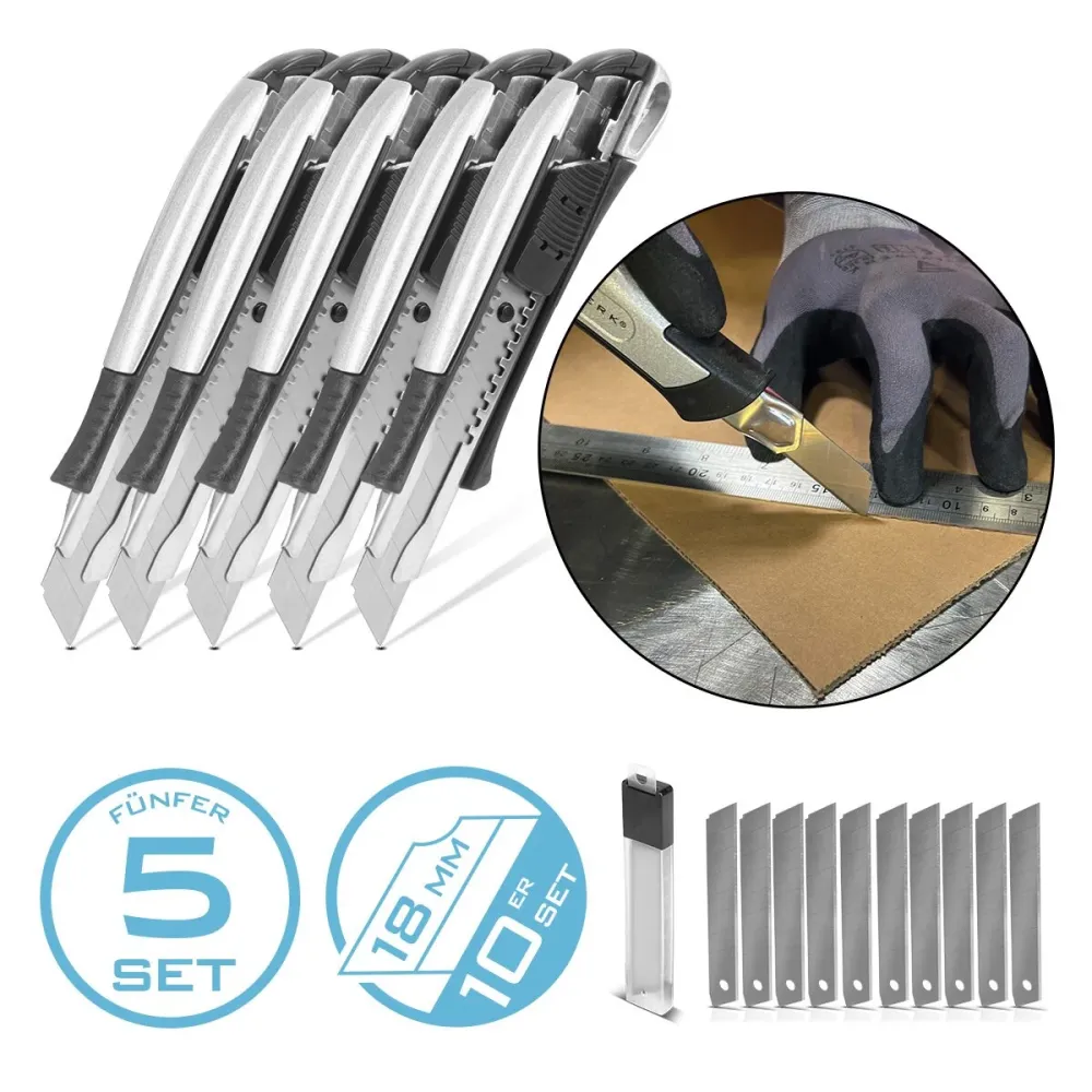 Steelworks Esclusivo Cutter Knife PCM-181 ST 5 Set con Blade ABRAGE da 18 mm Profite Profitte | Coltello da tappeto | Colt...