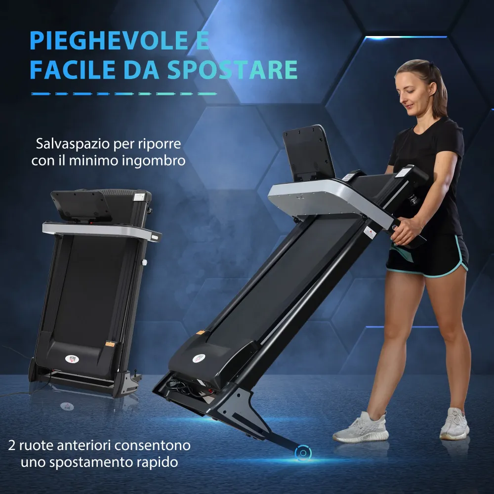 EASYCOMFORT Tapis Roulant Elettrico Pieghevole Salvaspazio, Tapis Roulant Professionle con 12 Programmi Preimpostati e Sch...