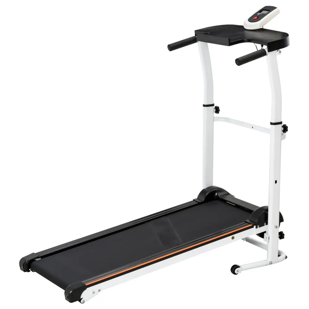 EASYCOMFORT Tapis Roulant Meccanico, Pieghevole e Inclinabile con Schermo LED, Bianco e Nero