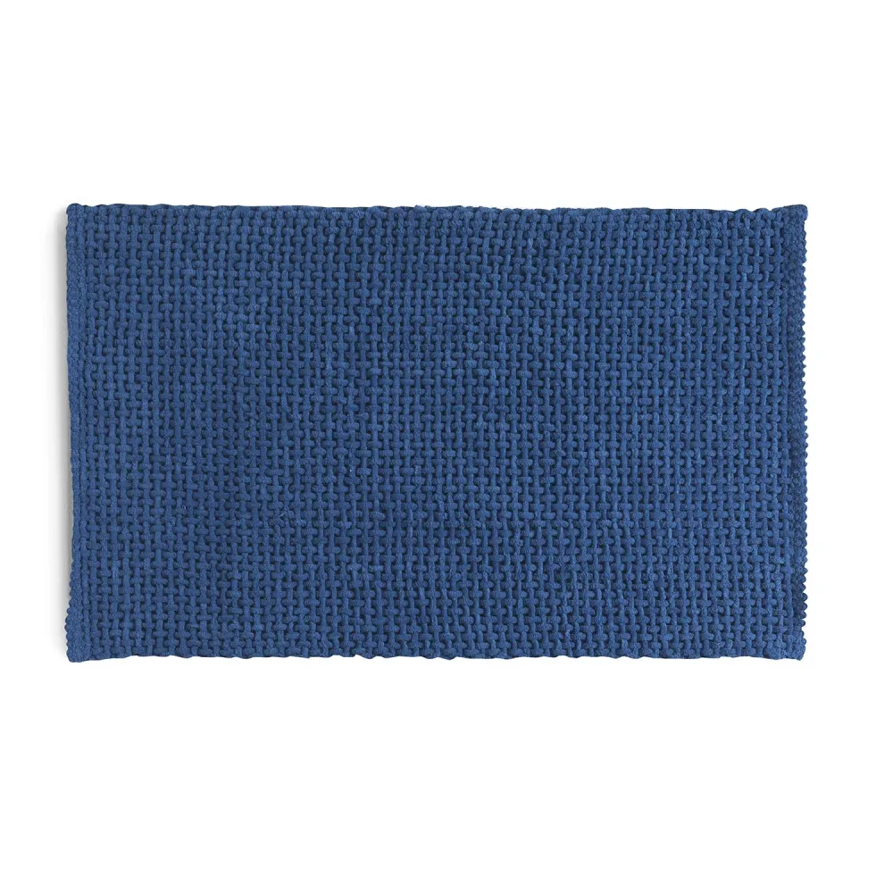 Tappeto 50x80 cotone e poliestere con fondo antiscivolo Knot di Gedy - Blu