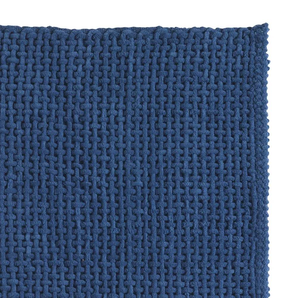 Tappeto 50x80 cotone e poliestere con fondo antiscivolo Knot di Gedy - Blu