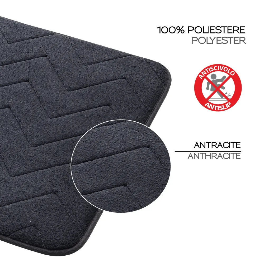 Tappeto bagno Dimensioni 40x60 memory foam con fondo antiscivolo modello Mousse di Gedy - Finitura Antracite