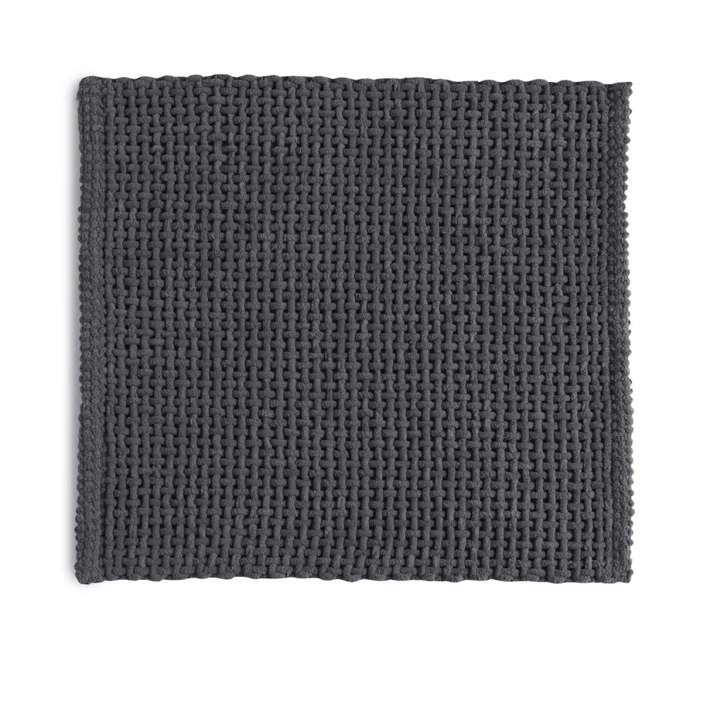 Tappeto bagno Dimensioni 50x50 cotone e poliestere con fondo antiscivolo Modello Knot di Gedy - Finitura Grigia