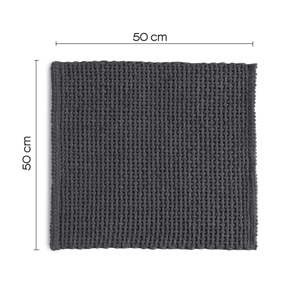 Tappeto bagno Dimensioni 50x50 cotone e poliestere con fondo antiscivolo Modello Knot di Gedy - Finitura Grigia