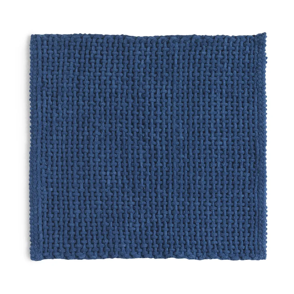 Tappeto bagno Dimensioni 50x50 cotone e poliestere con fondo antiscivolo Modello Knot di Gedy - Finitura Blu