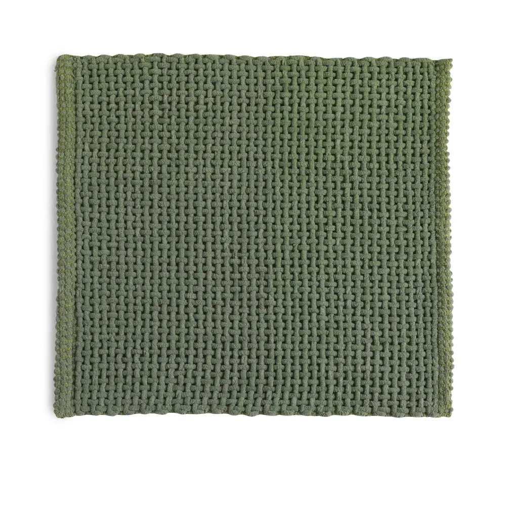 Tappeto bagno Dimensioni 50x50 cotone e poliestere con fondo antiscivolo Modello Knot di Gedy - Finitura Verde