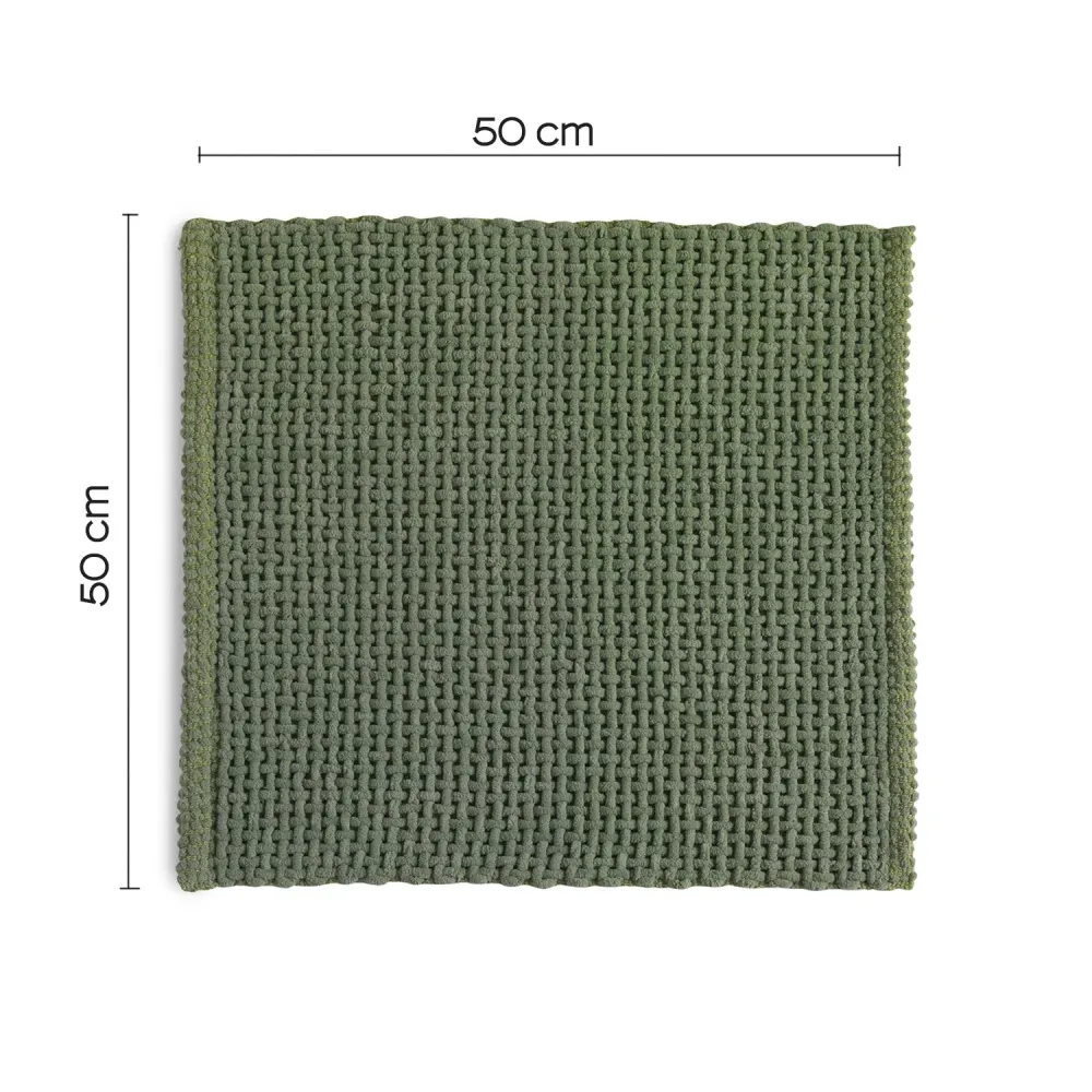 Tappeto bagno Dimensioni 50x50 cotone e poliestere con fondo antiscivolo Modello Knot di Gedy - Finitura Verde