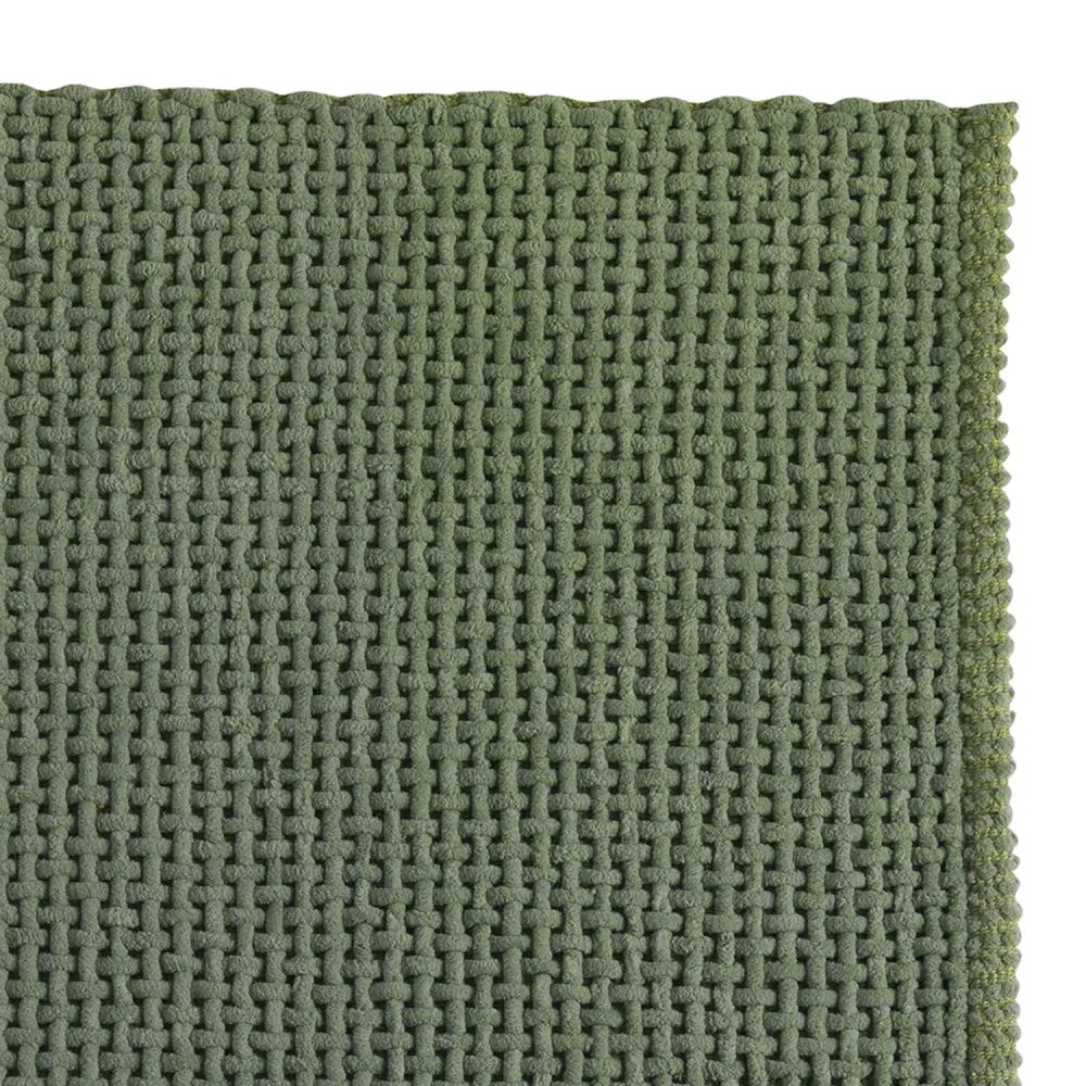 Tappeto bagno Dimensioni 50x50 cotone e poliestere con fondo antiscivolo Modello Knot di Gedy - Finitura Verde