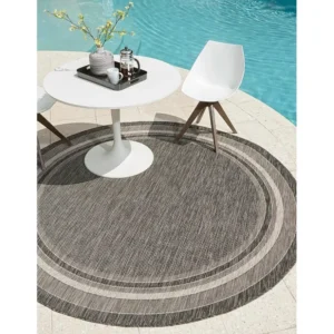 Design Moderno Tappeto Esterno - 122x122 - Nero - Tulum