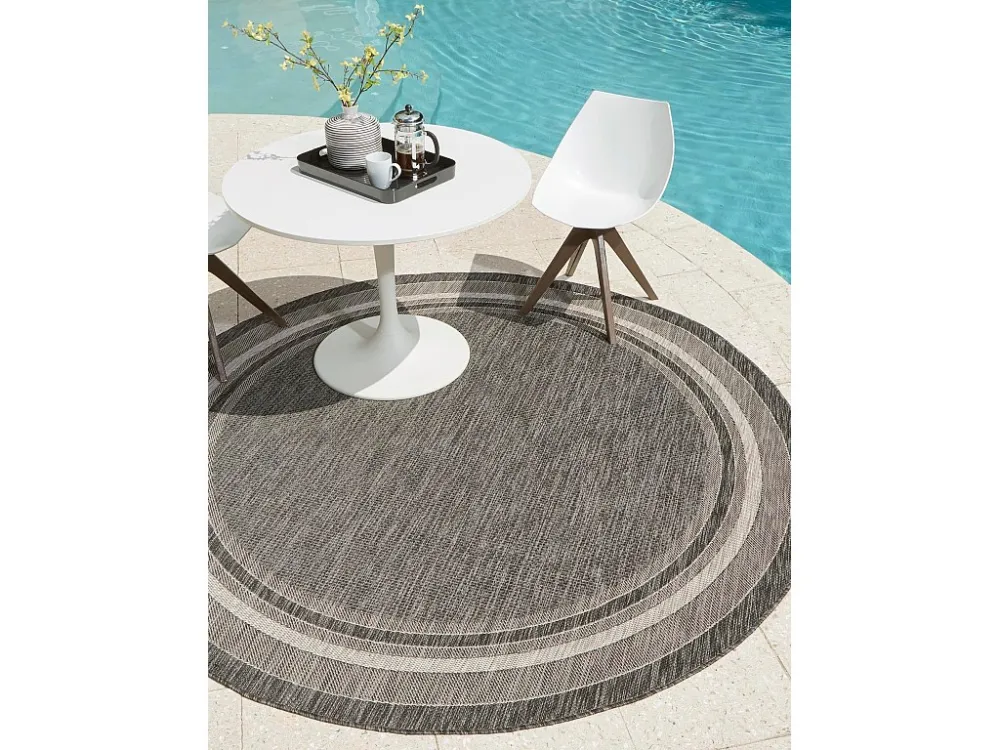 Design Moderno Tappeto Esterno - 122x122 - Nero - Tulum
