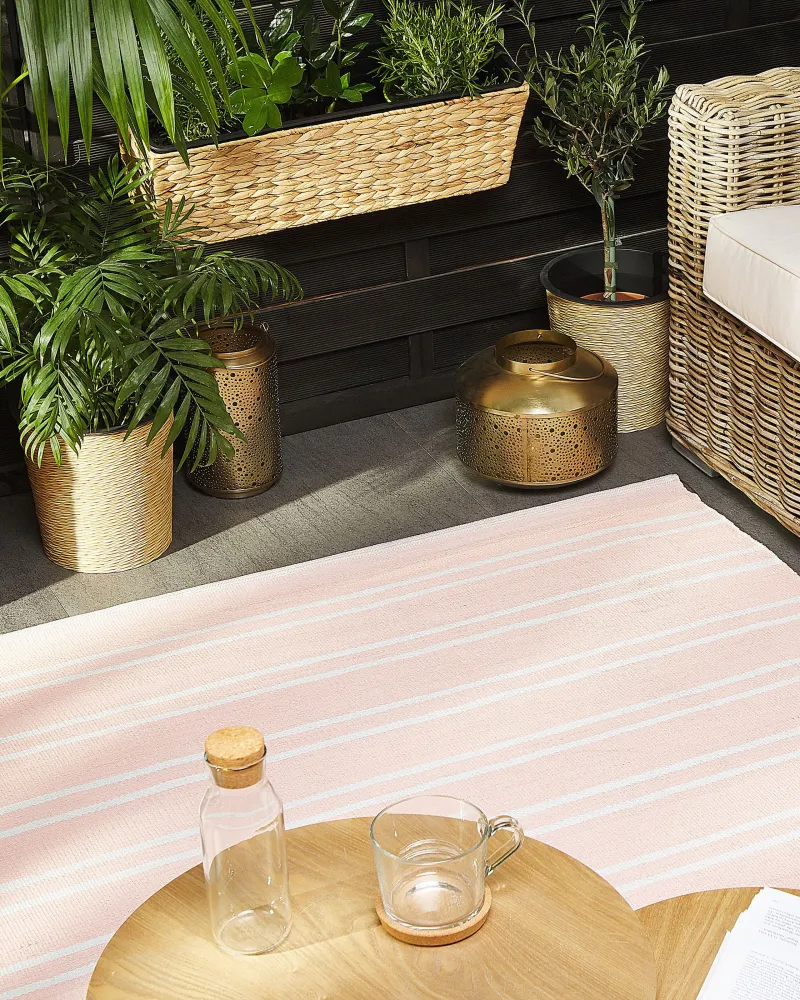 Resistente agli UV Tappeto da esterno rosa tessuto 140x200cm AKYAR