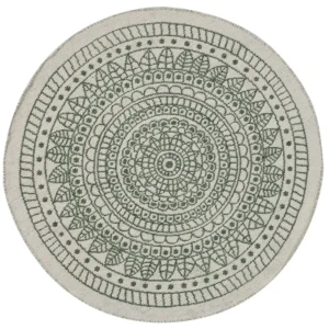 Striscia di Benvenuto Tappeto da esterno reversibile tondo 140cm verde bianco YALAK