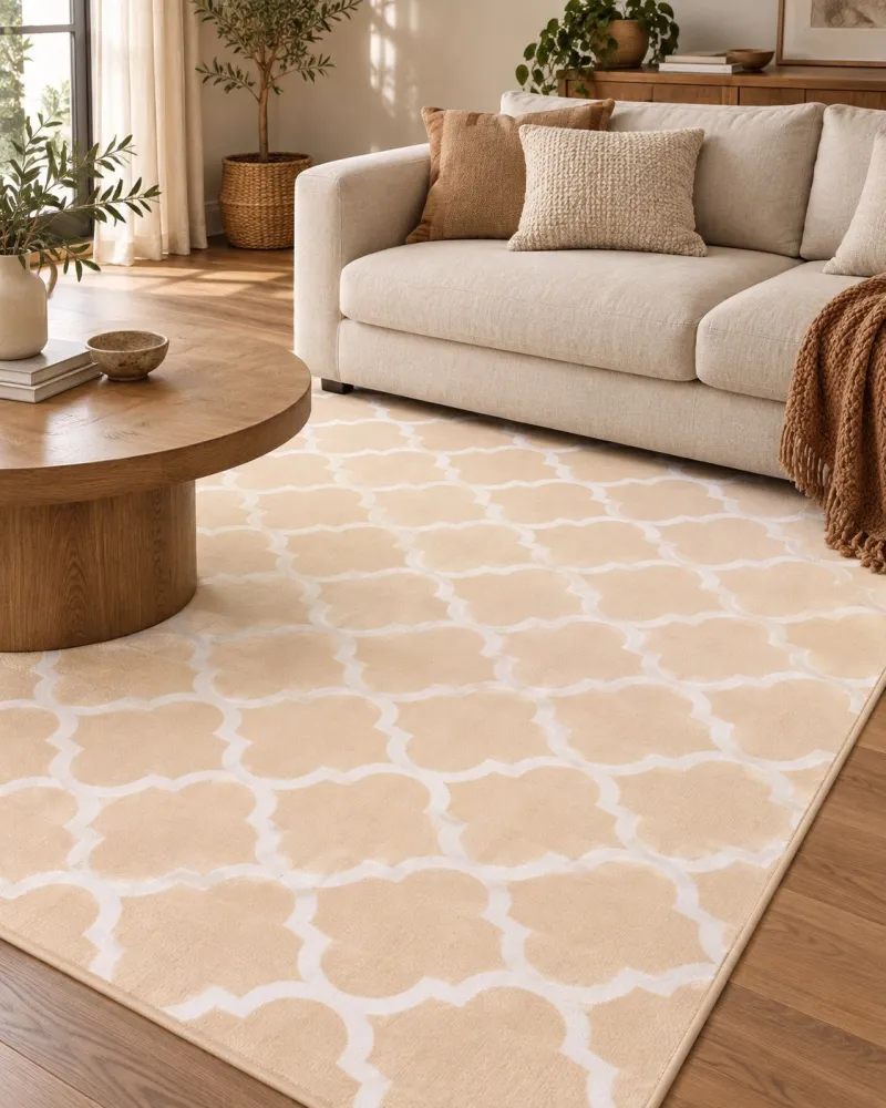 Tappeto da esterno reversibile 140 x 200 cm Crema AKSU Resistente ai Raggi UV