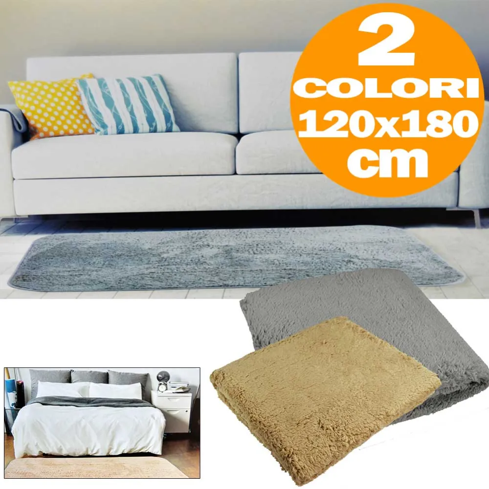 Tappeto Pelo Lungo 120 x 180 cm 2 Colori Scelta Arredo Casa Camera Soggiorno