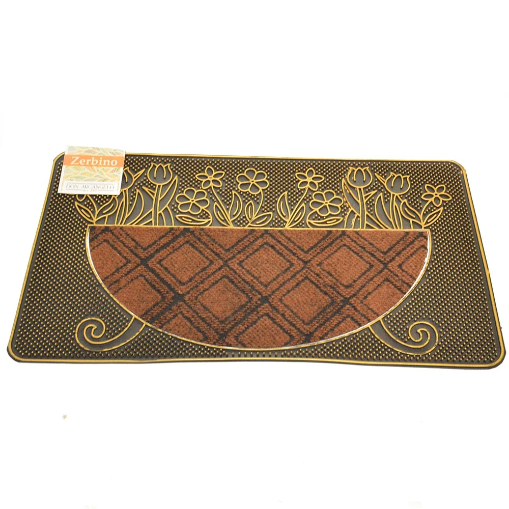 Tappeto Zerbino Fiori 45x75cm Gomma e Fibra Cocco 4 Colori Ingresso Casa