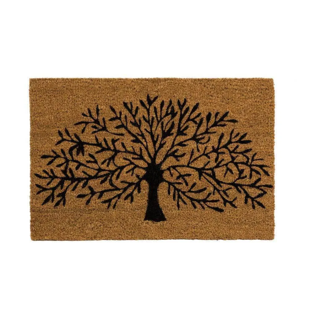 Tappeto Zerbino Rettangolare Albero Della Vita Fibra Di Cocco 60x40cm Beige