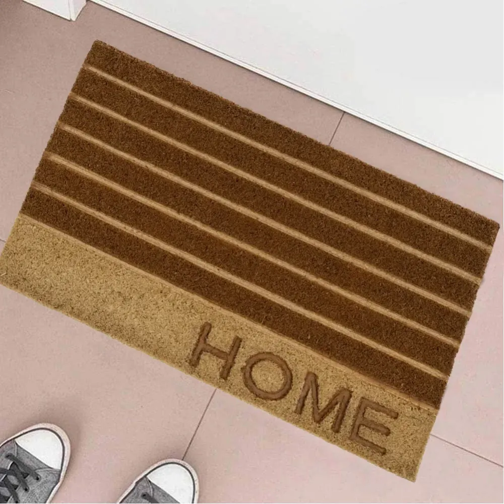 Tappeto Zerbino Rettangolare Home Fibra Di Cocco 60 x 40 cm Beige e Marrone