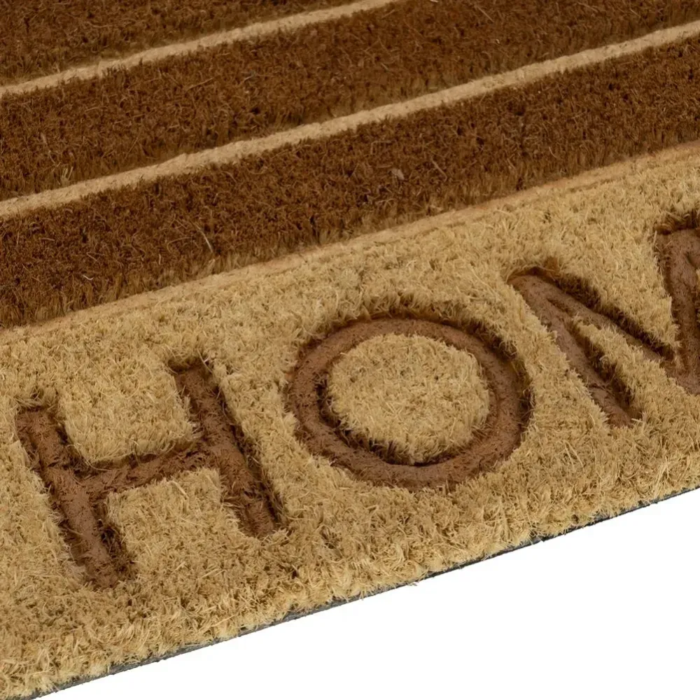 Tappeto Zerbino Rettangolare Home Fibra Di Cocco 60 x 40 cm Beige e Marrone